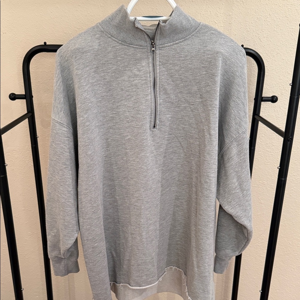 Forever 21 Men's Zip-Up Sweater in Light Gray